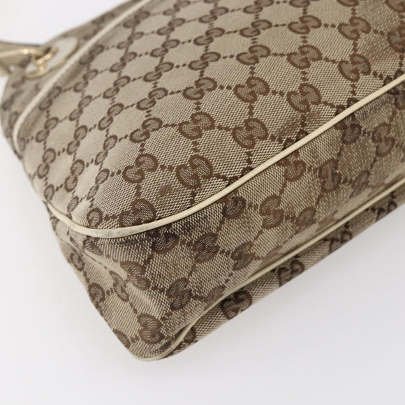 GUCCI GG Canvas Tote Bag Beige Gold Auth 152364