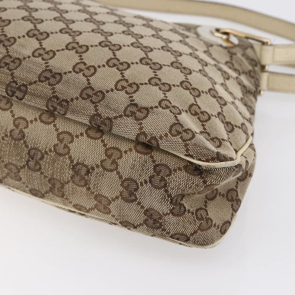 GUCCI GG Canvas Tote Bag Beige Gold Auth 152364