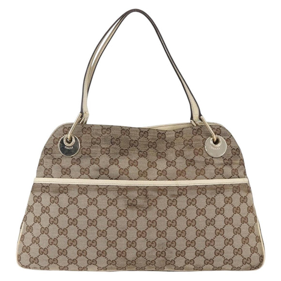 GUCCI GG Canvas Tote Bag Beige Gold Auth 152364