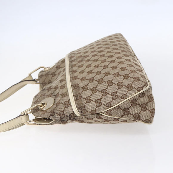 GUCCI GG Canvas Tote Bag Beige Gold Auth 152364