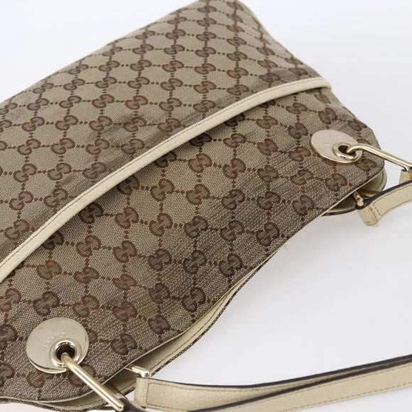GUCCI GG Canvas Tote Bag Beige Gold Auth 152364
