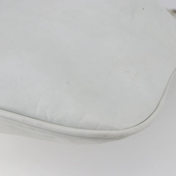 GUCCI Bamboo Shoulder Bag Leather White Silver 001 4006 2404 Auth 152366
