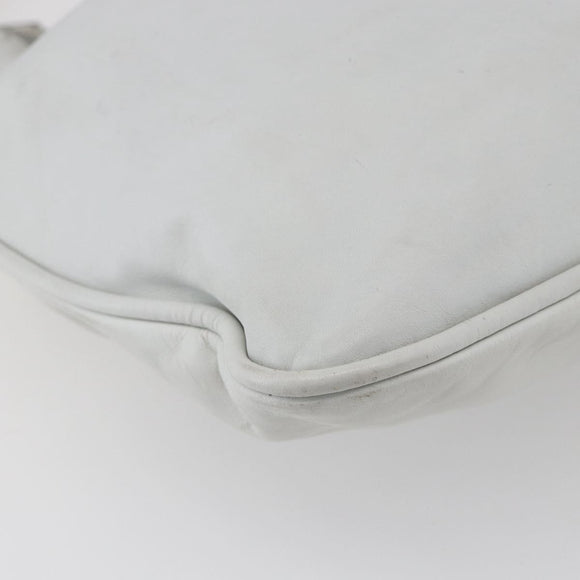 GUCCI Bamboo Shoulder Bag Leather White Silver 001 4006 2404 Auth 152366