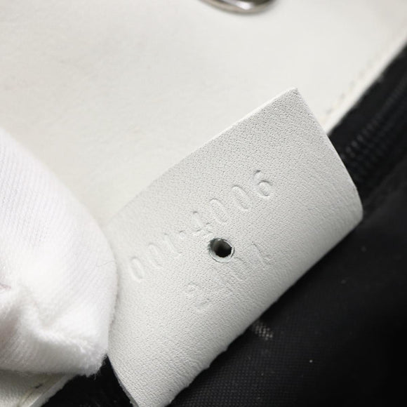 GUCCI Bamboo Shoulder Bag Leather White Silver 001 4006 2404 Auth 152366