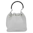 GUCCI Bamboo Shoulder Bag Leather White Silver 001 4006 2404 Auth 152366-2