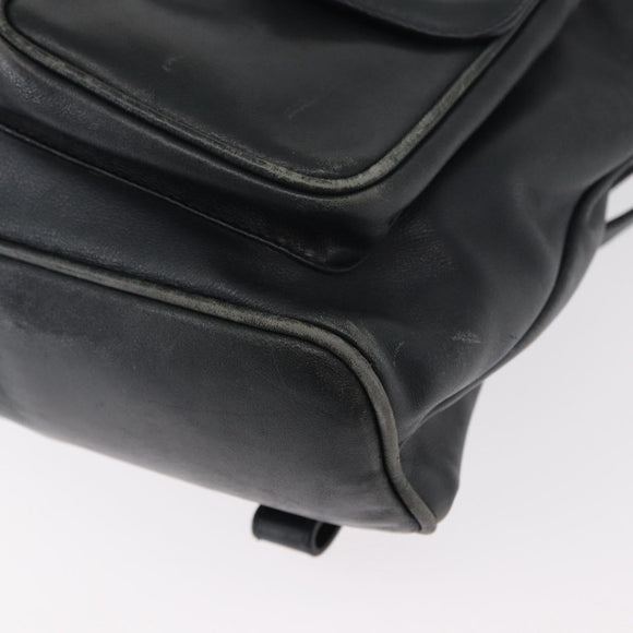 GUCCI Bamboo Backpack Leather Navy Gold 003 2058 0016 Auth 152368