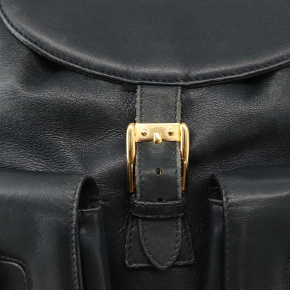 GUCCI Bamboo Backpack Leather Navy Gold 003 2058 0016 Auth 152368