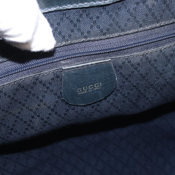 GUCCI Bamboo Backpack Leather Navy Gold 003 2058 0016 Auth 152368