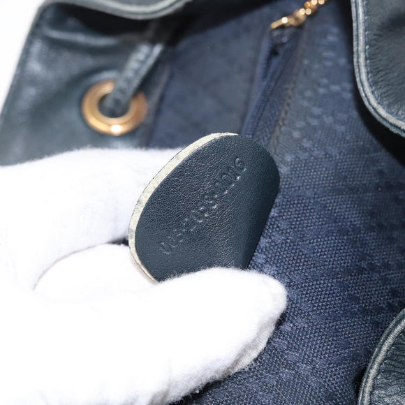 GUCCI Bamboo Backpack Leather Navy Gold 003 2058 0016 Auth 152368