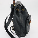 GUCCI Bamboo Backpack Leather Navy Gold 003 2058 0016 Auth 152368-4