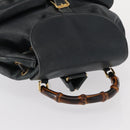 GUCCI Bamboo Backpack Leather Navy Gold 003 2058 0016 Auth 152368-6