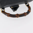 GUCCI Bamboo Backpack Leather Navy Gold 003 2058 0016 Auth 152368-7