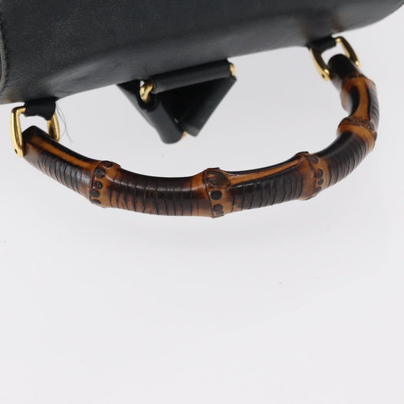 GUCCI Bamboo Backpack Leather Navy Gold 003 2058 0016 Auth 152368