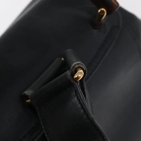 GUCCI Bamboo Backpack Leather Navy Gold 003 2058 0016 Auth 152368