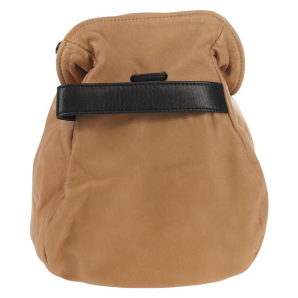 CHANEL Purse Hand Bag Lamb Skin Beige CC Auth 152370A