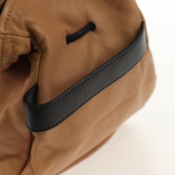 CHANEL Purse Hand Bag Lamb Skin Beige CC Auth 152370A