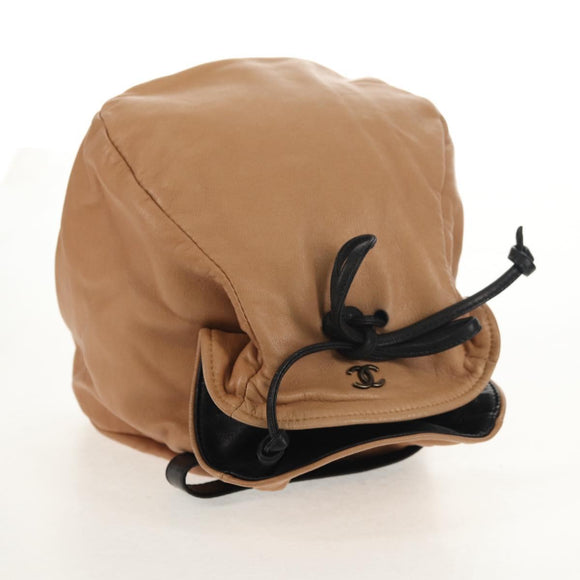 CHANEL Purse Hand Bag Lamb Skin Beige CC Auth 152370A