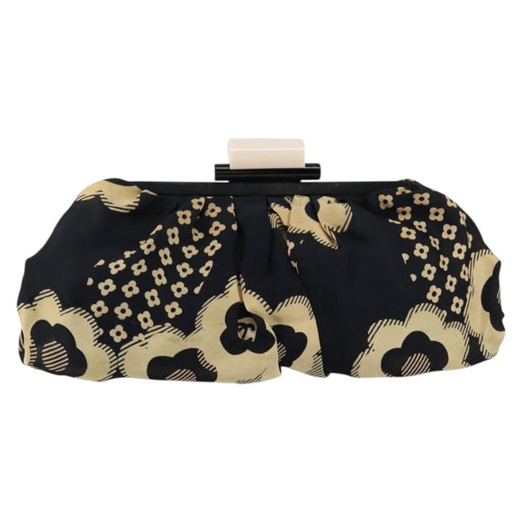 CHANEL Clutch Bag Silk Navy CC Auth 152371