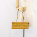 CHANEL Choco Bar Shoulder Bag Enamel Yellow CC Auth 152372-23