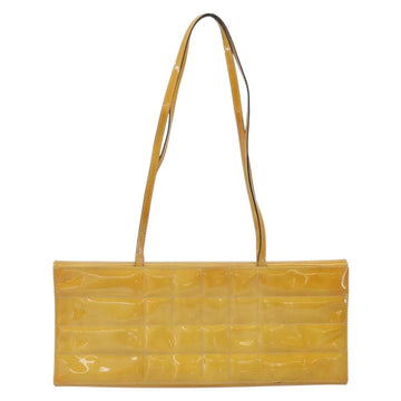 CHANEL Choco Bar Shoulder Bag Enamel Yellow CC Auth 152372 - 0