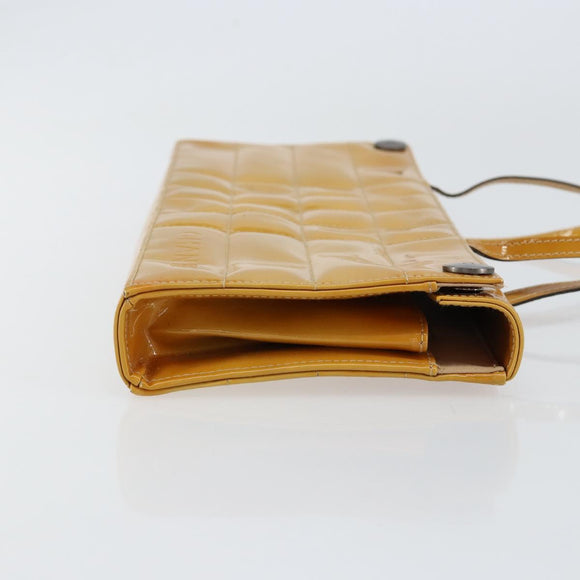 CHANEL Choco Bar Shoulder Bag Enamel Yellow CC Auth 152372