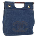 CHANEL Hand Bag Denim Blue Gold CC Auth 152373-1