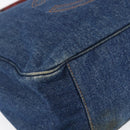 CHANEL Hand Bag Denim Blue Gold CC Auth 152373-15