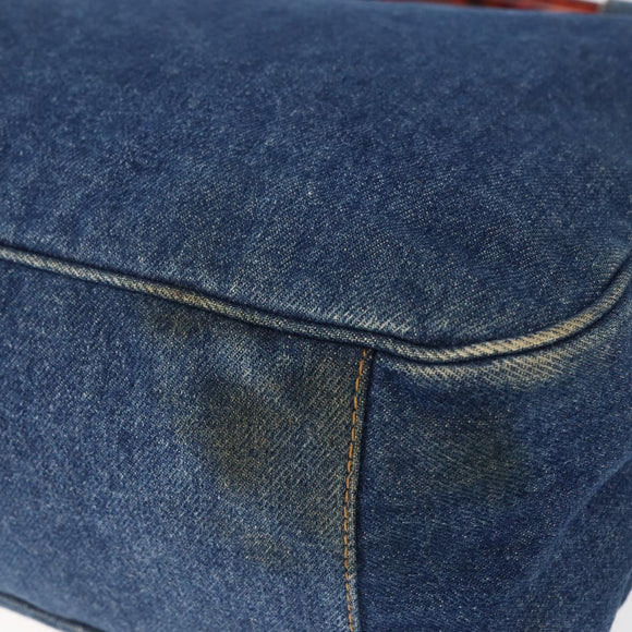 CHANEL Hand Bag Denim Blue Gold CC Auth 152373