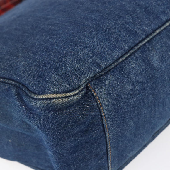 CHANEL Hand Bag Denim Blue Gold CC Auth 152373