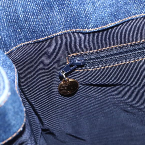 CHANEL Hand Bag Denim Blue Gold CC Auth 152373