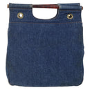 CHANEL Hand Bag Denim Blue Gold CC Auth 152373-2