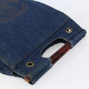 CHANEL Hand Bag Denim Blue Gold CC Auth 152373-6