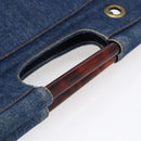 CHANEL Hand Bag Denim Blue Gold CC Auth 152373-7