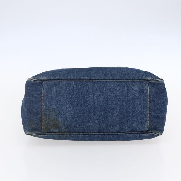 CHANEL Hand Bag Denim Blue Gold CC Auth 152373