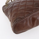 CHANEL Matelasse Chain Shoulder Bag Lamb Skin Brown Gold CC Auth 152374-15