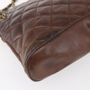 CHANEL Matelasse Chain Shoulder Bag Lamb Skin Brown Gold CC Auth 152374-17