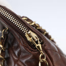 CHANEL Matelasse Chain Shoulder Bag Lamb Skin Brown Gold CC Auth 152374-9