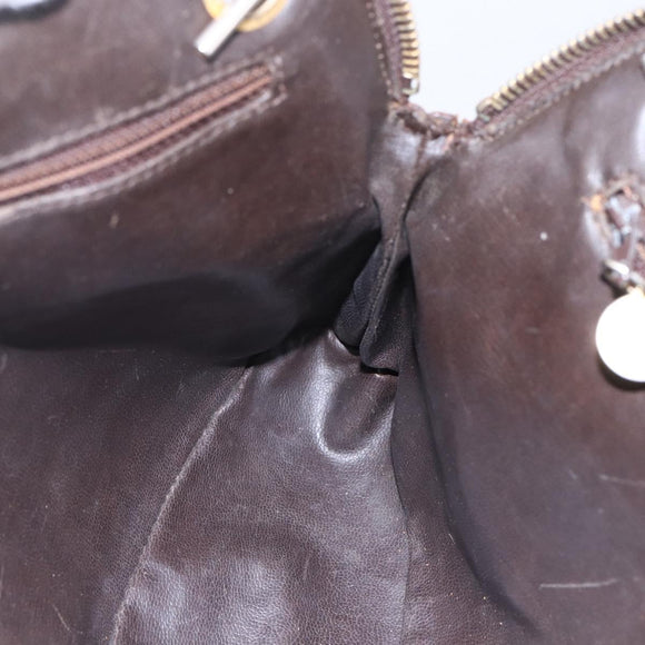 CHANEL Matelasse Chain Shoulder Bag Lamb Skin Brown Gold CC Auth 152374