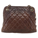CHANEL Matelasse Chain Shoulder Bag Lamb Skin Brown Gold CC Auth 152374-13