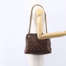 CHANEL Matelasse Chain Shoulder Bag Lamb Skin Brown Gold CC Auth 152374-23