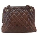 CHANEL Matelasse Chain Shoulder Bag Lamb Skin Brown Gold CC Auth 152374-2