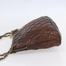 CHANEL Matelasse Chain Shoulder Bag Lamb Skin Brown Gold CC Auth 152374-3