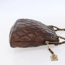 CHANEL Matelasse Chain Shoulder Bag Lamb Skin Brown Gold CC Auth 152374-4