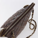 CHANEL Matelasse Chain Shoulder Bag Lamb Skin Brown Gold CC Auth 152374-6