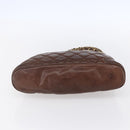 CHANEL Matelasse Chain Shoulder Bag Lamb Skin Brown Gold CC Auth 152374-5