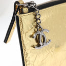 CHANEL Clutch Bag Leather Gold CC Auth 152375SM-8