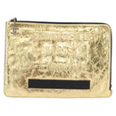 CHANEL Clutch Bag Leather Gold CC Auth 152375SM-13