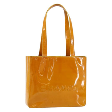 CHANEL Tote Bag Enamel Yellow Gold CC Auth 152376