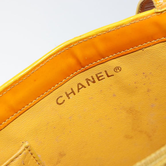 CHANEL Tote Bag Enamel Yellow Gold CC Auth 152376