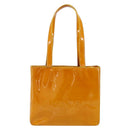 CHANEL Tote Bag Enamel Yellow Gold CC Auth 152376-13